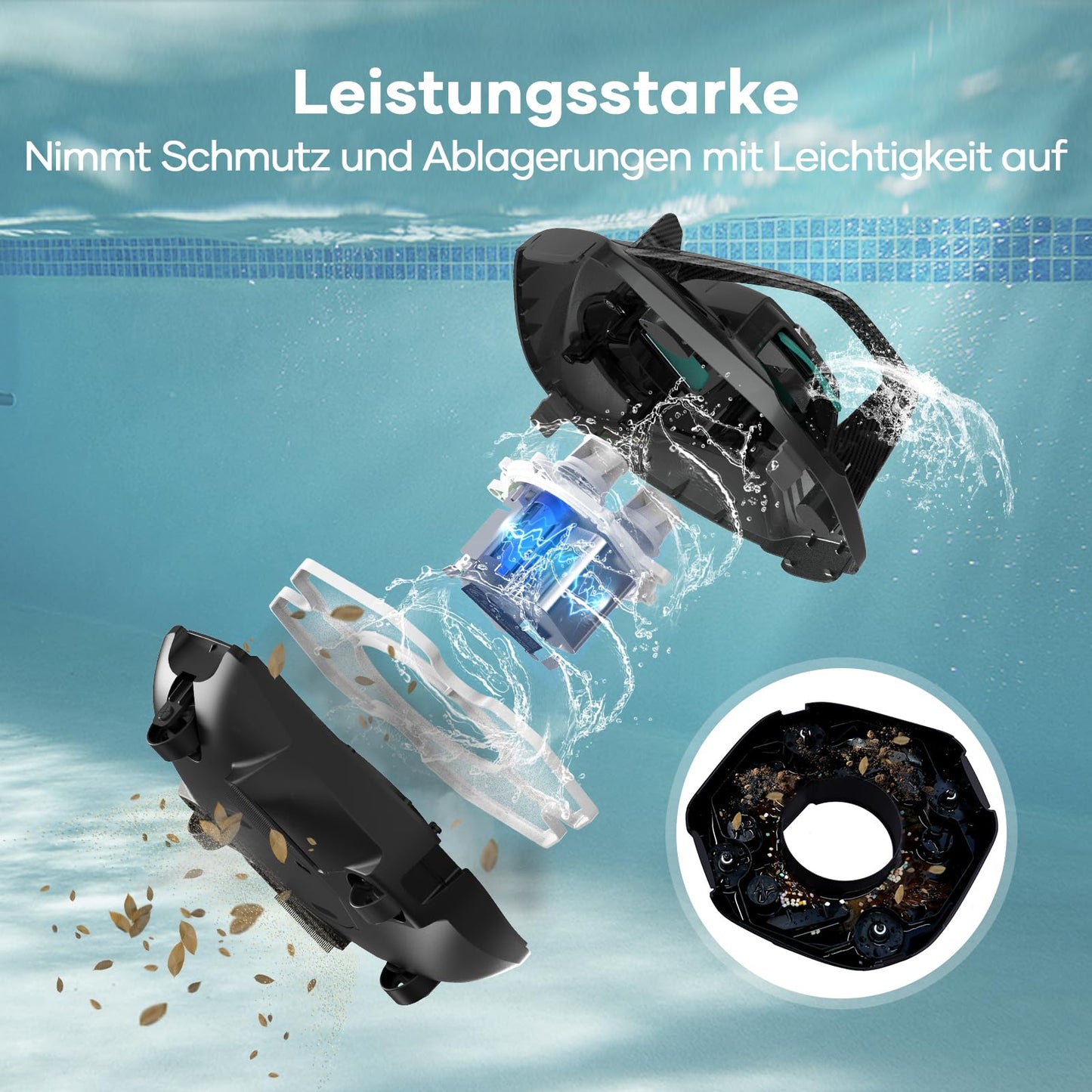 AIPER Kabelloser Poolsauger mit Akku (90 Min. Laufzeit): LED-Anzeigen, Dual-Antrieb