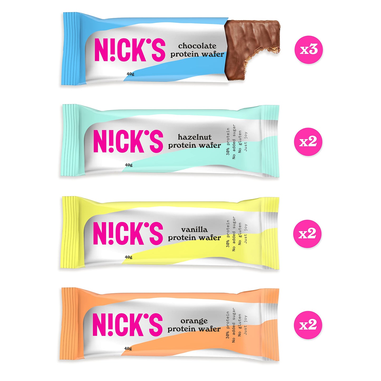 NICKS Protein Wafer Bar Sport Mix (9x 40g): Low Carb Protein Bar Chocolate