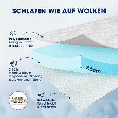 DOPEDIO Matratzentopper | Ergonomischer Memoryschaum-Topper mit Bambus-Bezug