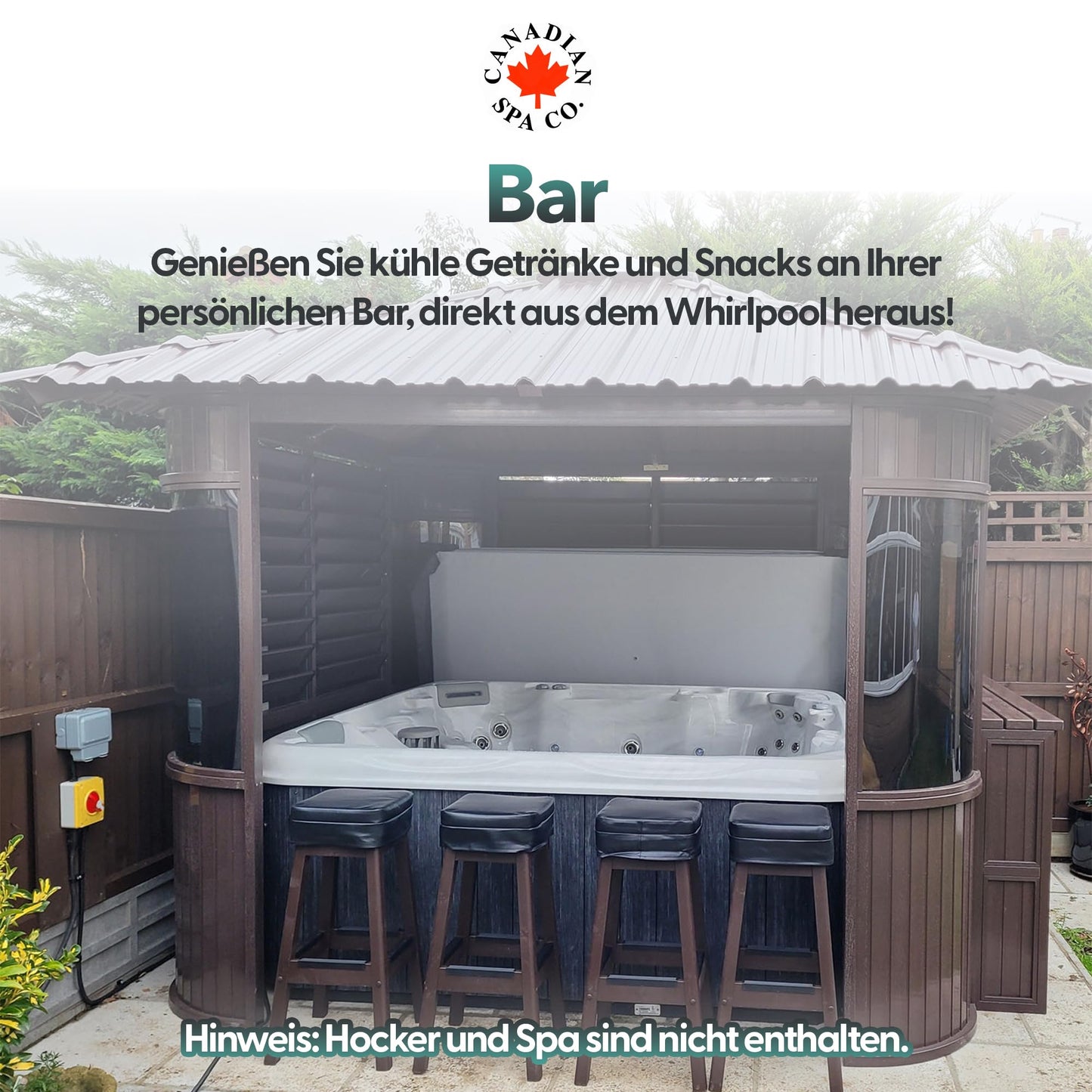 CANADIAN SPA CO. 'Fraser' HotTub Pavilion in Brown: Freestanding, Louvre &amp; Skylight