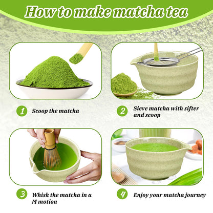 Matcha set, Japanisches Tee-Set, Matcha-Schale, Schaufel, Sieb, Matcha-Besenhalter, Matcha-Besenständer, Matcha-Tee-Set (Hellgrün)