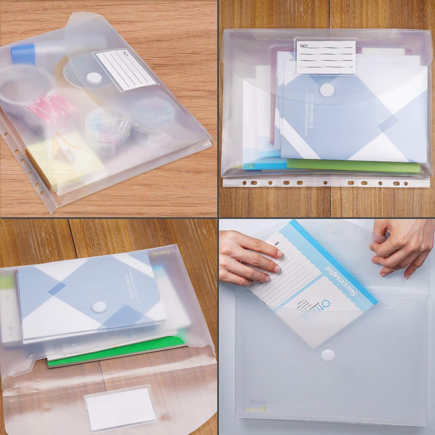 Dokumentenmappen DINA4 (20er-Pack) mit Binderlöcher/Klettverschluss und Etikettentasche