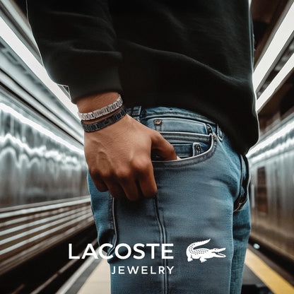 Lacoste 'METROPOLE' Edelstahl-Armband für Herren verziert mit Petit-Piqué-Muster