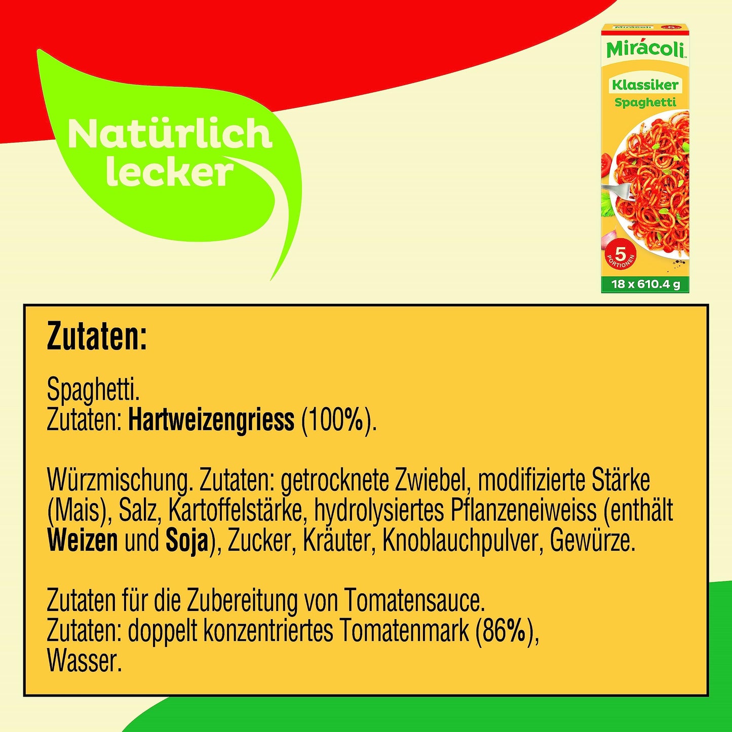 MIRACOLI™ 5 Portionen Spaghetti Klassiker (18er Packung je 610,4g)