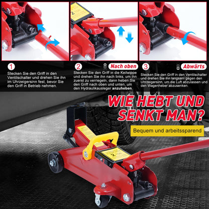 Hydraulic jack with hydraulic piston quick-lift pump | 1.5 ton capacity