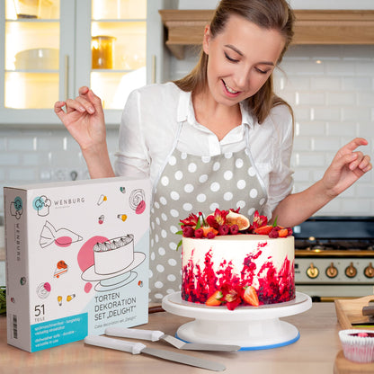 WENBURG cake plate &amp; cake stand set (51 pieces) | Diameter: 28 cm for beginners and professionals