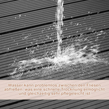 11er-Set WPC Terrassenfliesen für 1m² (30x30cm): Balkon-Klickfliesen mit Drainage | Wasserfest, Korrosionsbeständig
