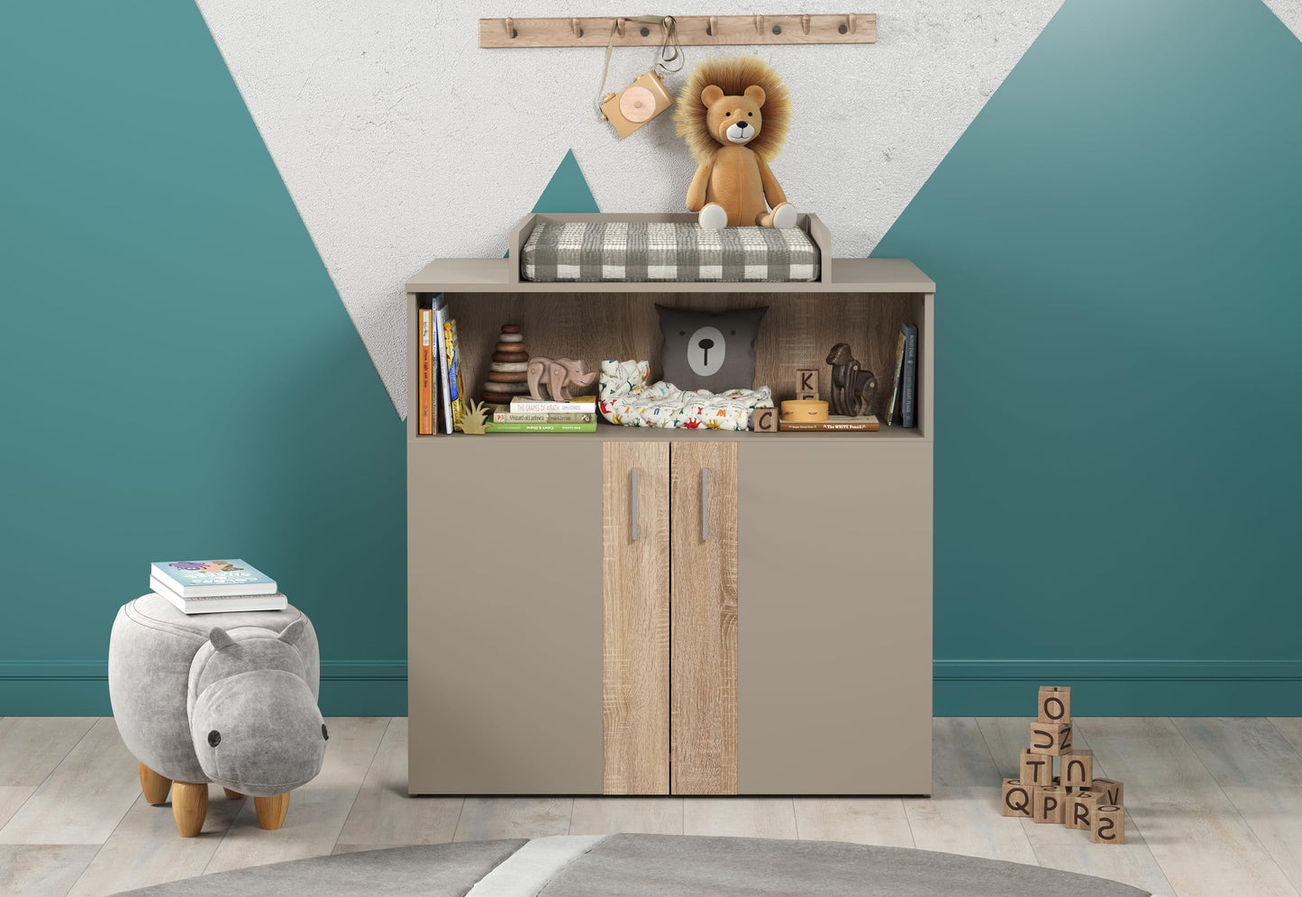 Baby room set 'BERRY' with triple slatted frame, changing table &amp; wardrobe