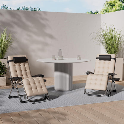 KESSER® sun lounger: Foldable &amp; weatherproof including neck pillow &amp; cup holder