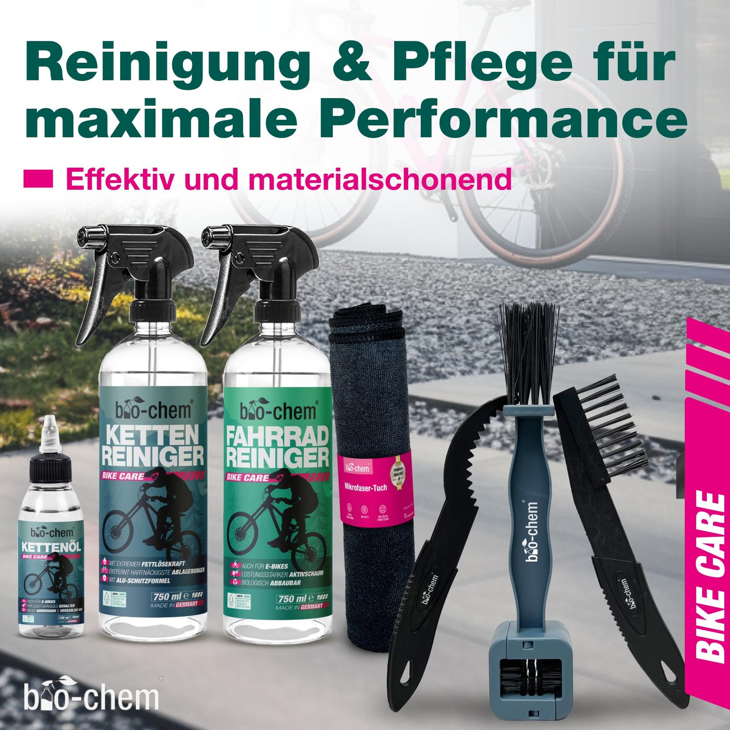 bio-chem All-in-One Bicycle Cleaning Set 'PROFI' (7 pieces): Effective, gentle on materials