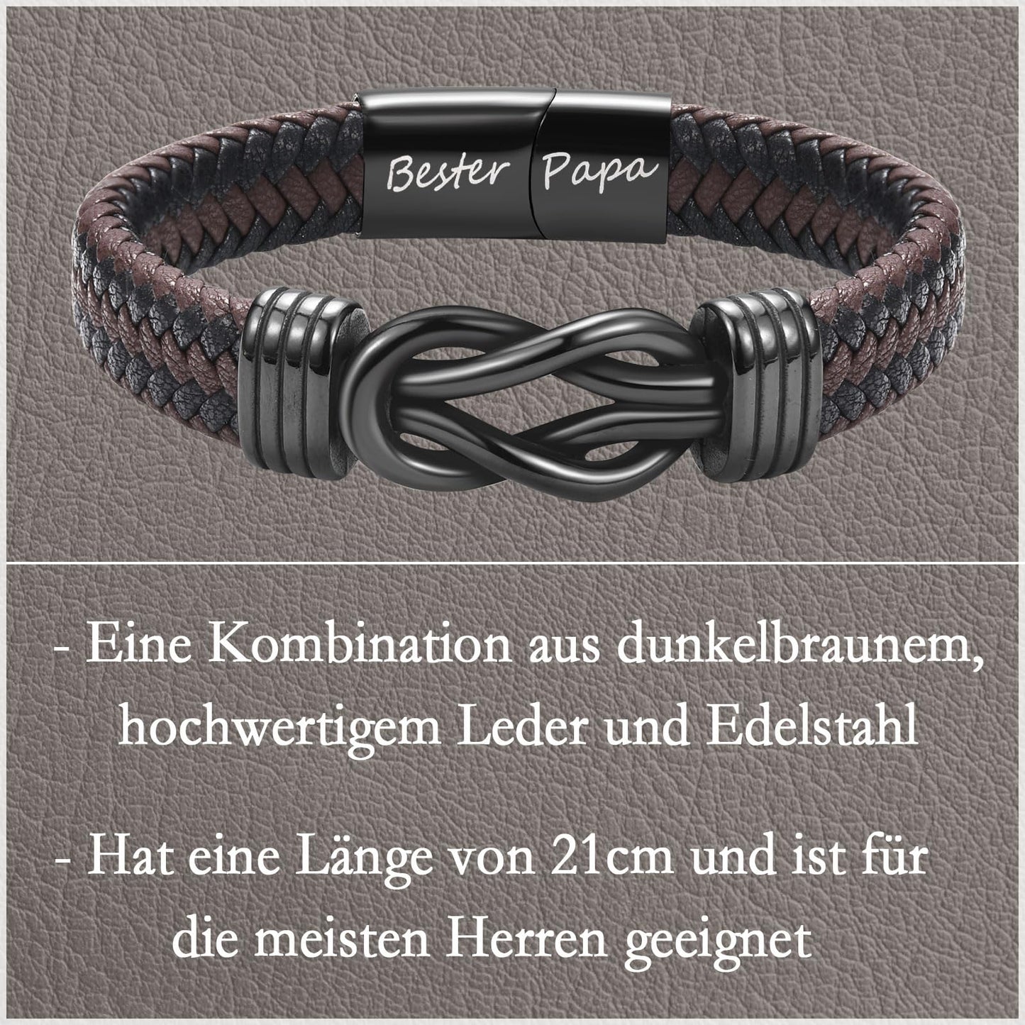 BONUS PAPA leather bracelet with engraving for father gifts for Father's Day, birthday