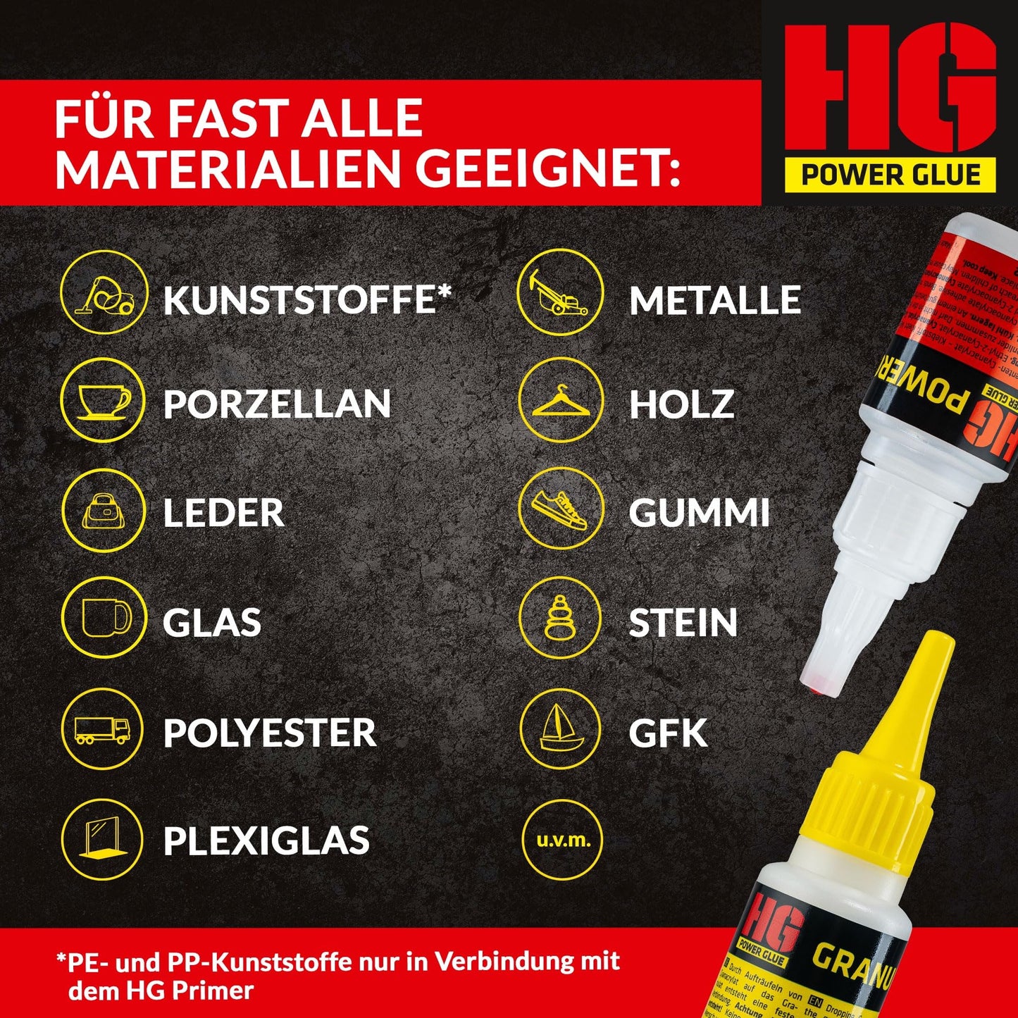 SCHWEISSNAHT aus der Flasche Sekundenkleber by HG Power Glue-MINIS | Extra-Stark