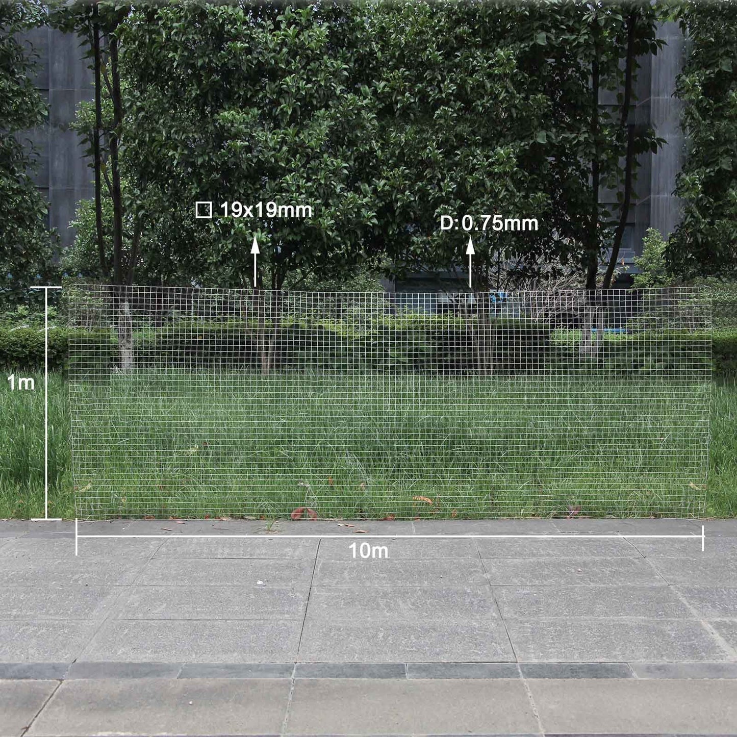 WILTEC chain link fence with 19x19mm wire thickness: (1m x 10m x 0.75mm): Aviary wire square made of galvanized steel