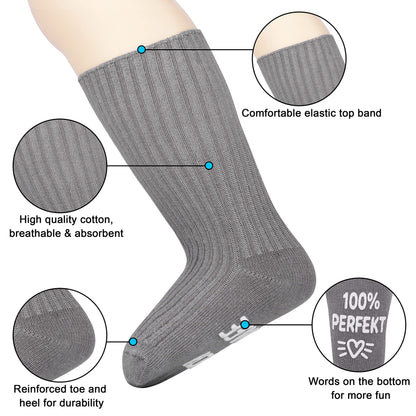 Belloxis Baby Socks (4 Pairs): Fun Text Prints &amp; Non-Slip | For Babies 0-12 Months