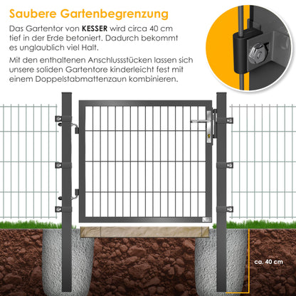 KESSER® Premium Gartentor aus Metall mit verzinktem Stahl inkl. Pfosten, Türklinke, Schlüssel