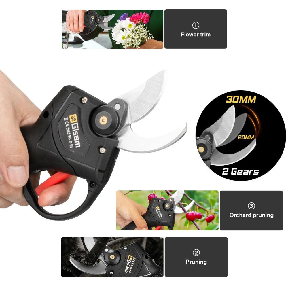 Gisam 198VF 30mm Akku-Elektrischer Astschneider | Wireless Gartenschere 3