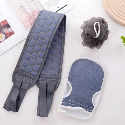 3-teiliges Körperpeeling-Set: Rückenschrubber - Badehandschuh - Duschbürste