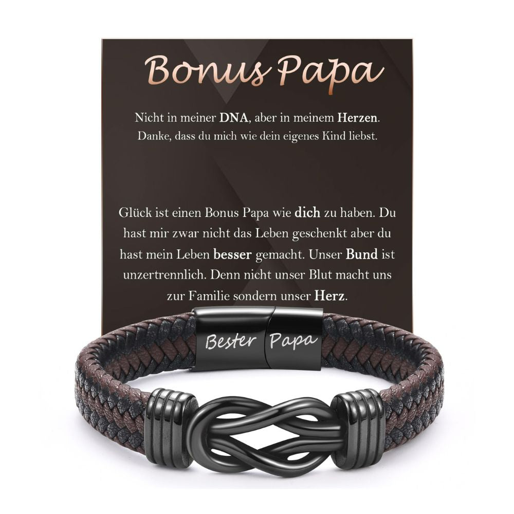 BONUS PAPA leather bracelet with engraving for father gifts for Father's Day, birthday
