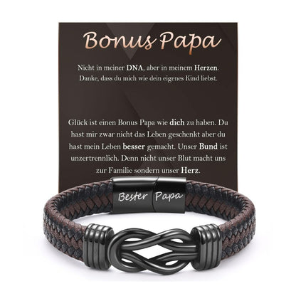 BONUS PAPA leather bracelet with engraving for father gifts for Father's Day, birthday