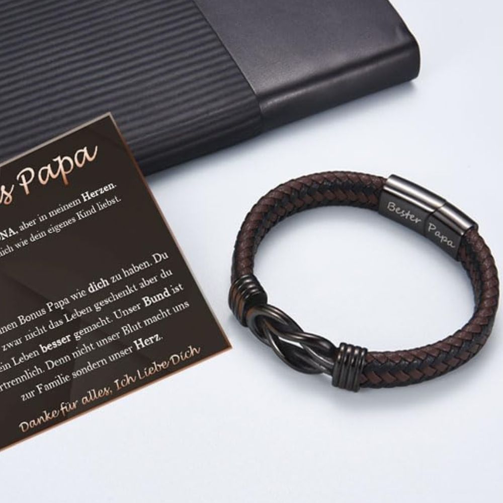 BONUS PAPA leather bracelet with engraving for father gifts for Father's Day, birthday