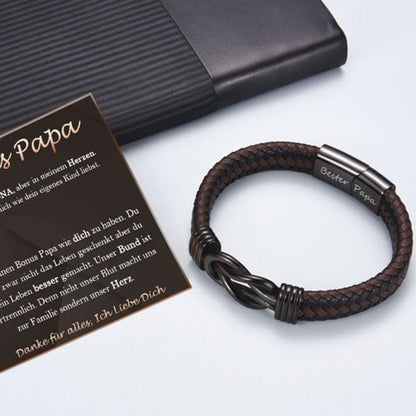 BONUS PAPA leather bracelet with engraving for father gifts for Father's Day, birthday