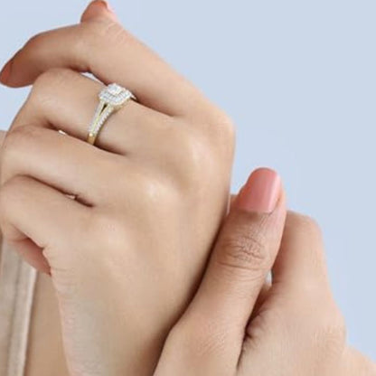 DazzlingRock 'Princess & Round Collection' (K2322-14KY-10) 14Kt Gelbgold, Rundschliff, J Diamant