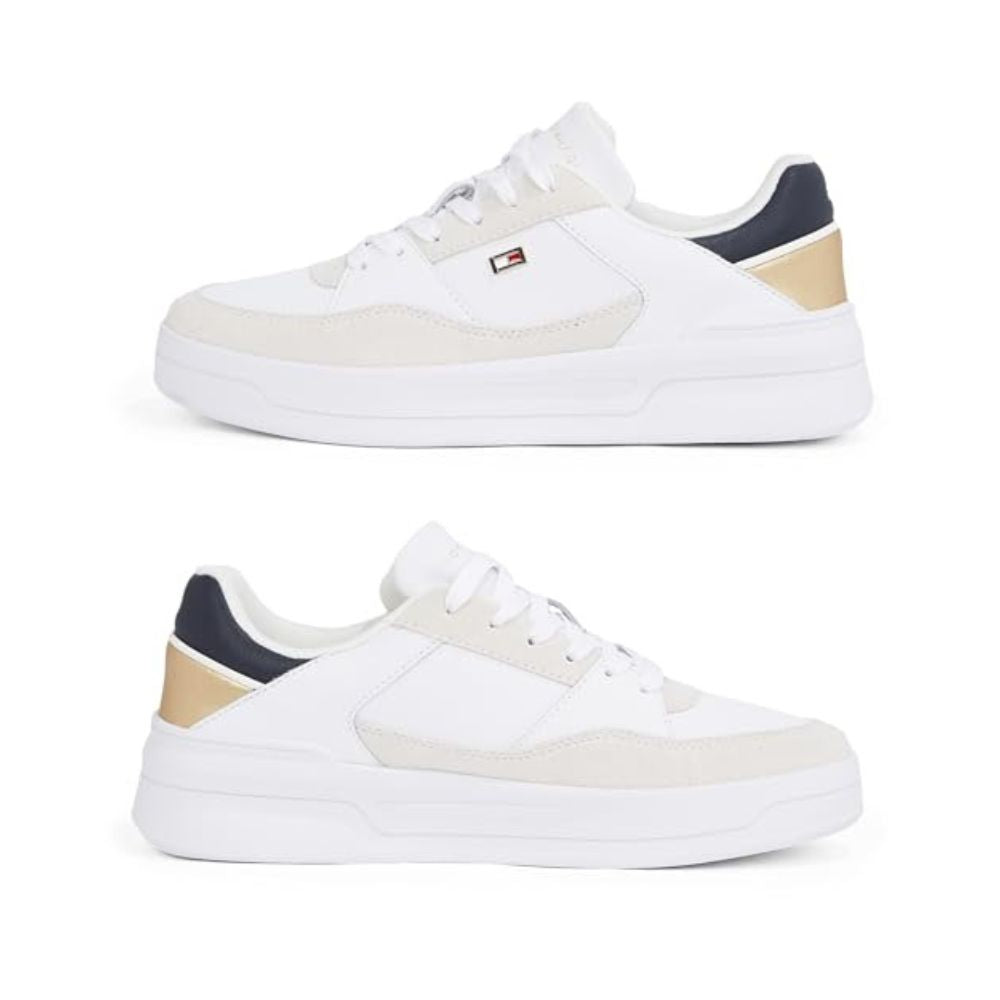 Tommy Hilfiger Damen Basketball-Sneaker: Metallic Schuhe (Weiß)