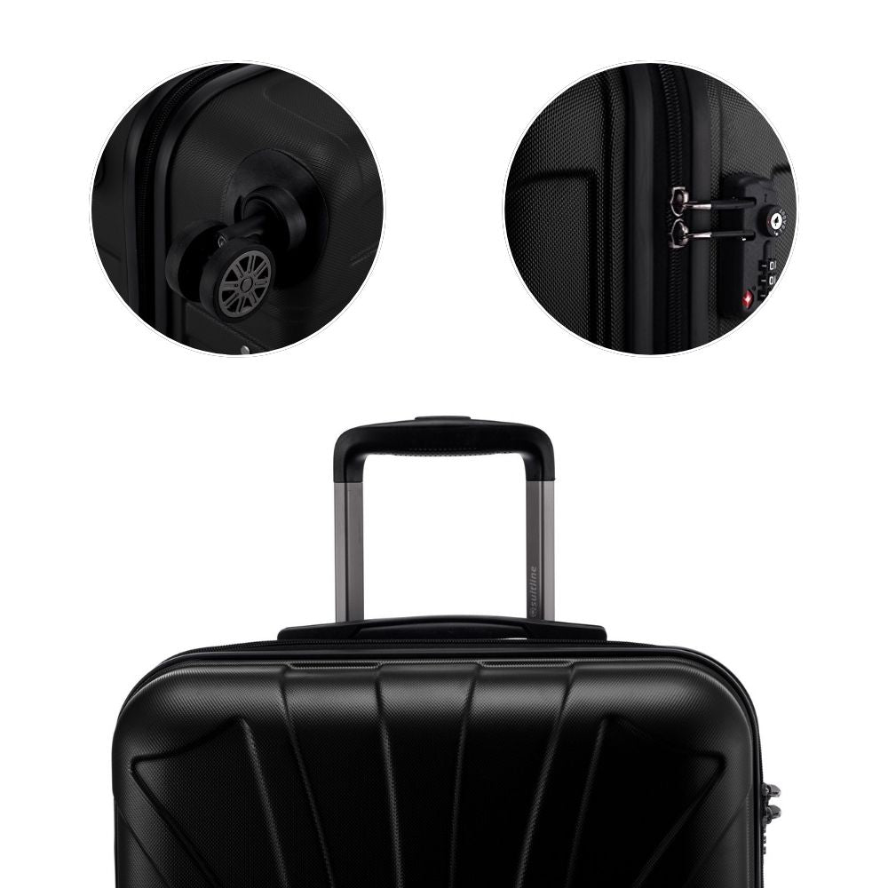 SUITLINE Hartschalen Reisekoffer-Set (3-teilig): TSA-Schloss, ABS | Schwarz-Matt