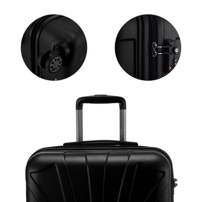 SUITLINE Hartschalen Reisekoffer-Set (3-teilig): TSA-Schloss, ABS | Schwarz-Matt
