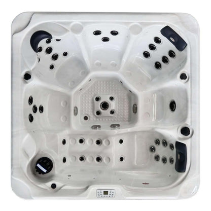 Outdoor-Whirlpool OASIS MAXI mit Abdeckung & Steige: 52-Massagedüsen, LED, Lautsprecher, Bluetooth