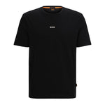 BOSS men's T-shirt in a cotton blend with stretch elastane, logo print