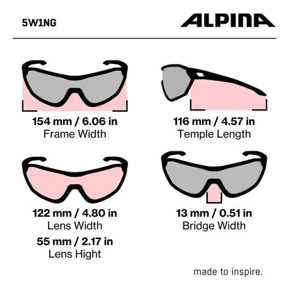 Alpina '5W1NG CM+' unisex sports glasses: 100% UV protection, ceramic lenses, fogstop (black-blur)