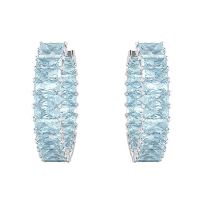 Swarovski Matrix Kreolen Damen-Ohrringe mit blauen Swarovski Kristallen
