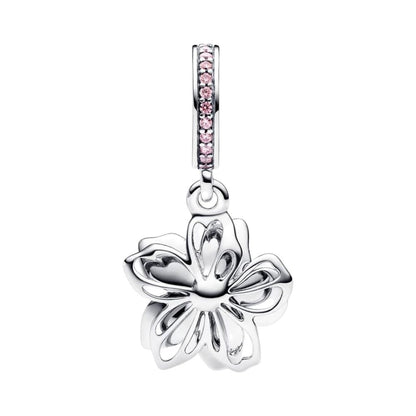 Feitery Cherry Blossom Dangle Charm Herz-Anhänger Armband zum Muttertag