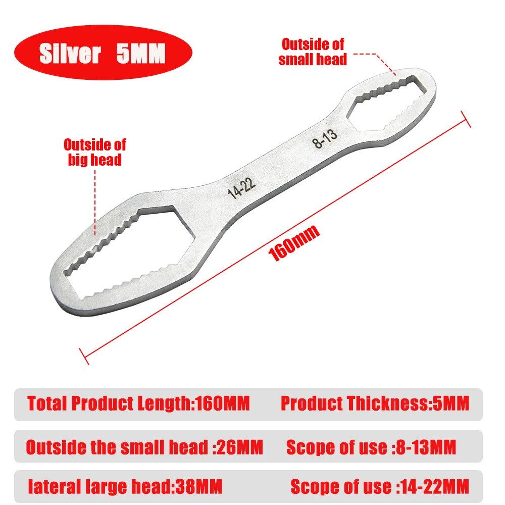 A double-sided (8-22mm) Universal Torx Key for versatile applications