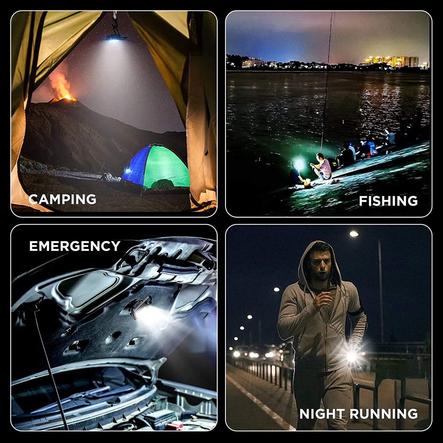 COB Keychain LED Flashlight with 1000 Lumens | 3 Light Modes and Folding Bracket: Rechargeable