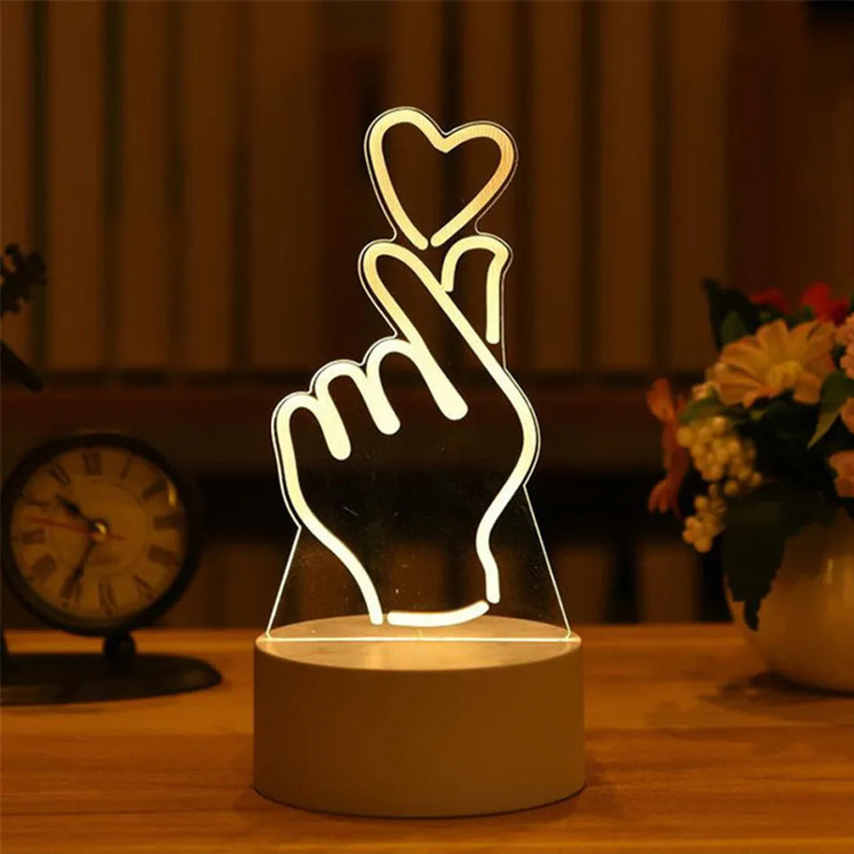 3D Acryl-USB-LED-Nachtlicht im Geschenkbox | Warmweiß