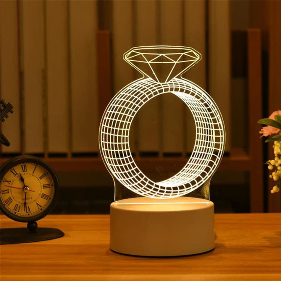 3D Acryl-USB-LED-Nachtlicht im Geschenkbox | Warmweiß